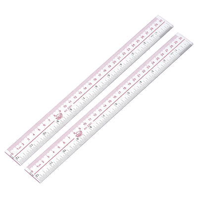 Harfington Uxcell Straight Ruler 30cm 12 Inch Metric Double Scale Plastic Measuring Tool Clear 2pcs