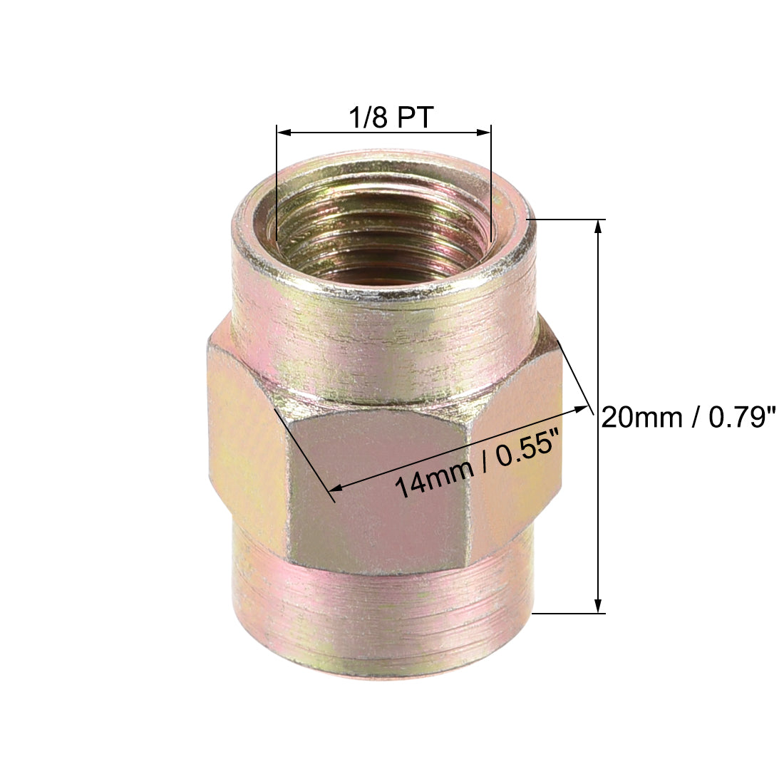 uxcell Uxcell Pipe Fitting Connector Straight Hex Nipple Coupling 1/8 PT Female Thread Hydraulic Adapter 4pcs