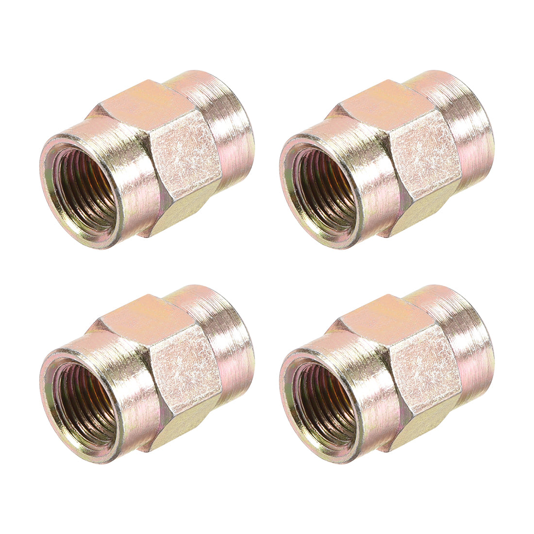 uxcell Uxcell Pipe Fitting Connector Straight Hex Nipple Coupling 1/8 PT Female Thread Hydraulic Adapter 4pcs