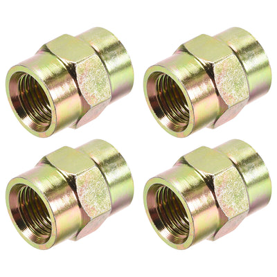 Harfington Uxcell Pipe Fitting Connector Straight Hex Nipple Coupling 1/4 PT Female Thread Hydraulic Adapter 4pcs