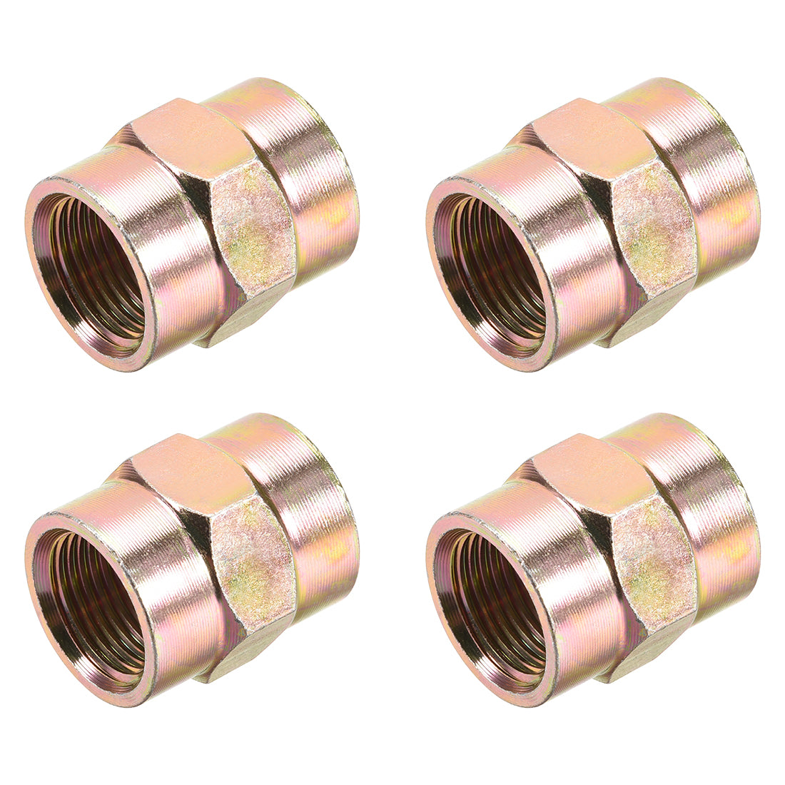 uxcell Uxcell Pipe Fitting Connector Straight Hex Nipple Coupling 3/8 PT Female Thread Hydraulic Adapter 4pcs