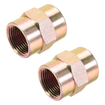 Harfington Uxcell Pipe Fitting Connector Straight Hex Nipple Coupling 3/4 PT Female Thread Hydraulic Adapter 2pcs