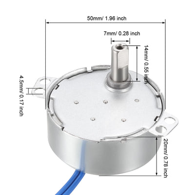 Harfington Uxcell Electric Motor Synchronous Motor Turntable Synchron Motor 100-127 VAC 50/60Hz 4W