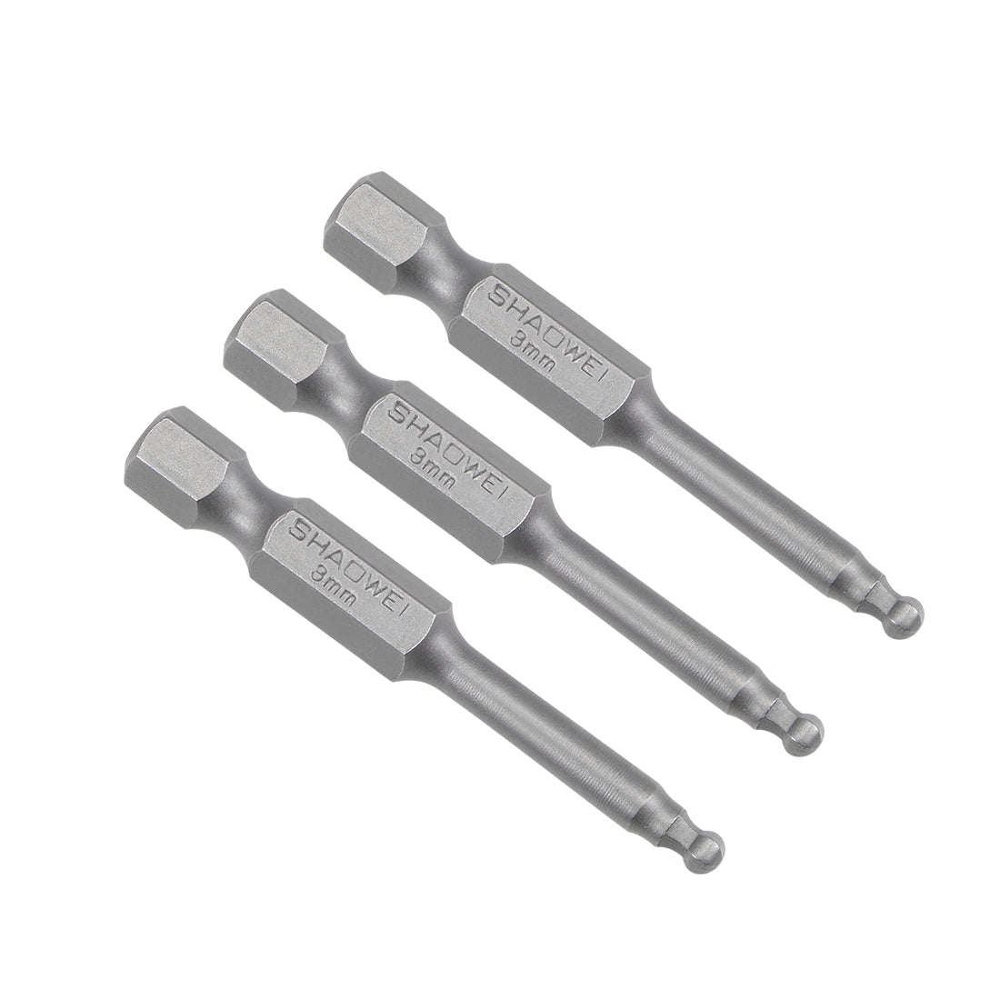 uxcell Uxcell 3 Stücke Kugelkopf Sechskant Bits 1/4 Zoll 2 Zoll Länge Magnetische H3 Kopf S2 HRC58 Schraubendreher