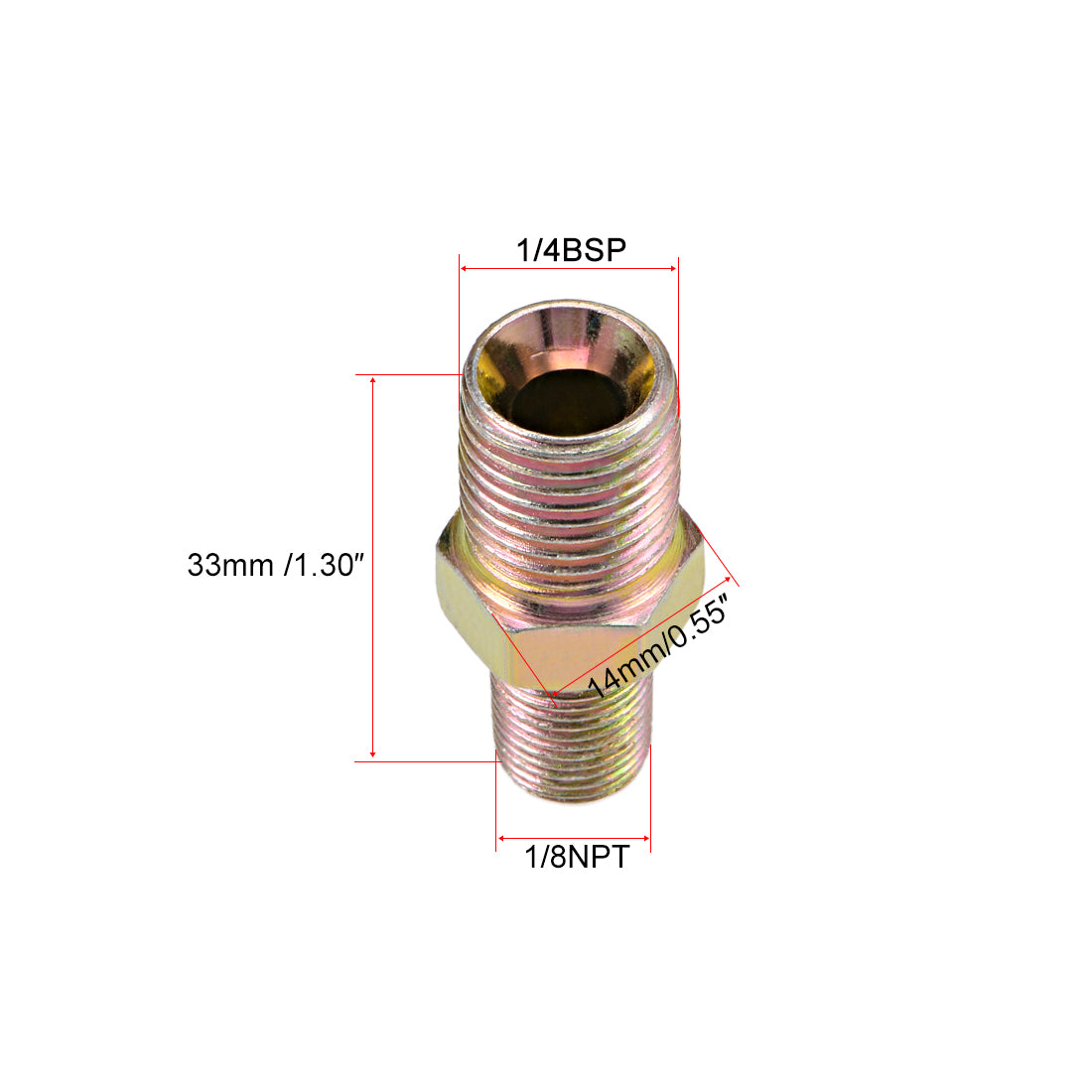 uxcell Uxcell Reducing Pipe Fitting Reducer Hex Nipple BSP Male Connector 4Pcs