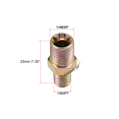 Harfington Uxcell Reducing Pipe Fitting Reducer Hex Nipple BSP Male Connector 4Pcs