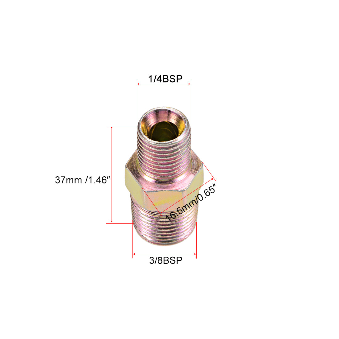 Uxcell Uxcell Reducing Pipe Fitting Reducer Hex 1/8 NPT x 1/4 BSP Male 10Pcs