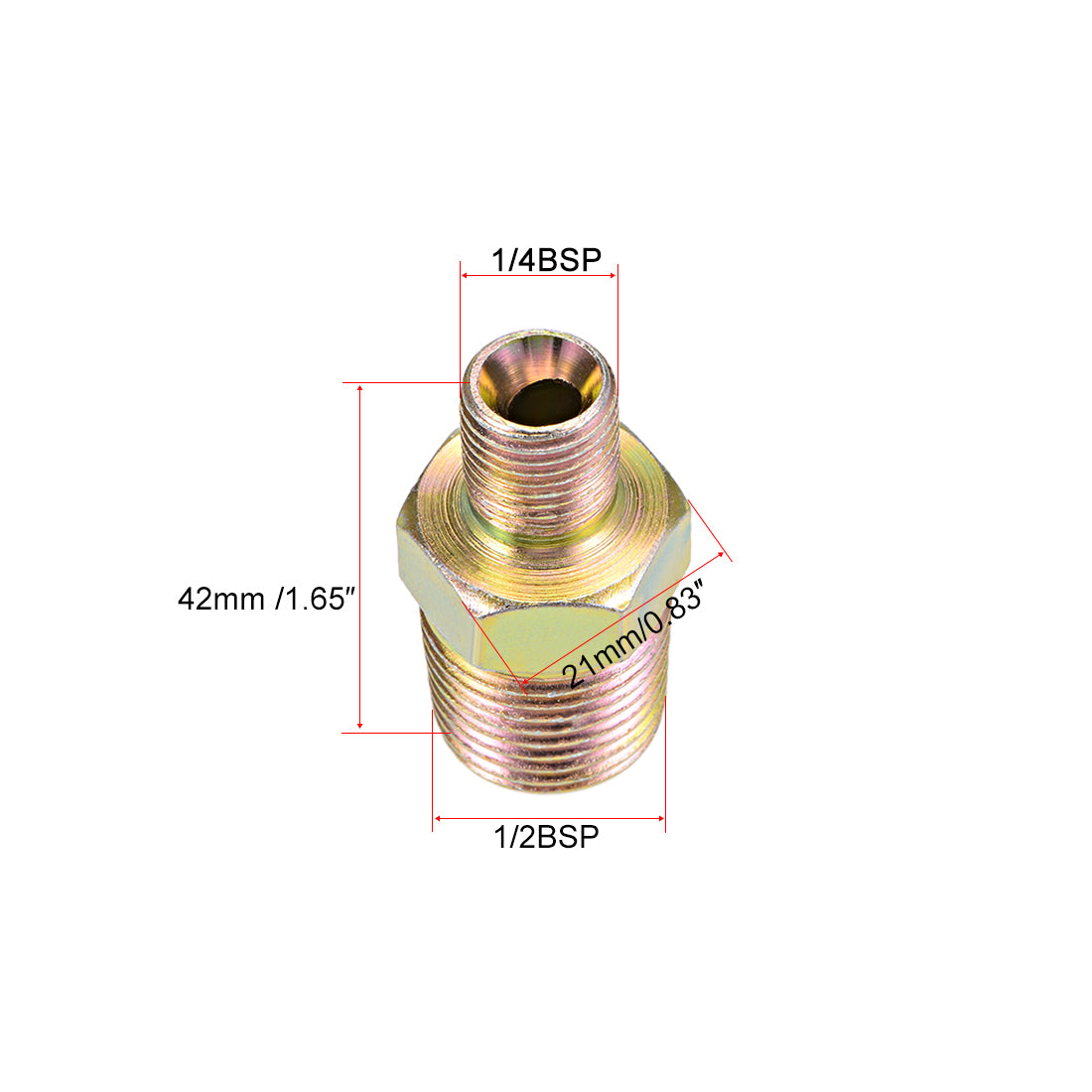 Uxcell Uxcell Reducing Pipe Fitting - Reducer Hex Nipple - 1/2 X 3/4 BSP Male Connector Zinc Finish Plating 6Pcs