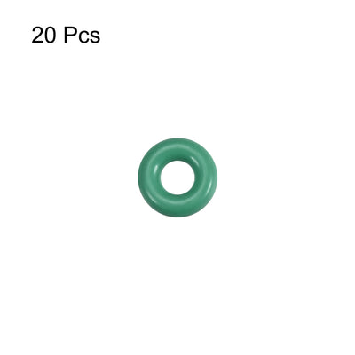 Harfington Uxcell Fluorine Rubber O Rings, 6.5mm OD, 2.7mm Inner Diameter, 1.9mm Width, Seal Gasket Green 20Pcs