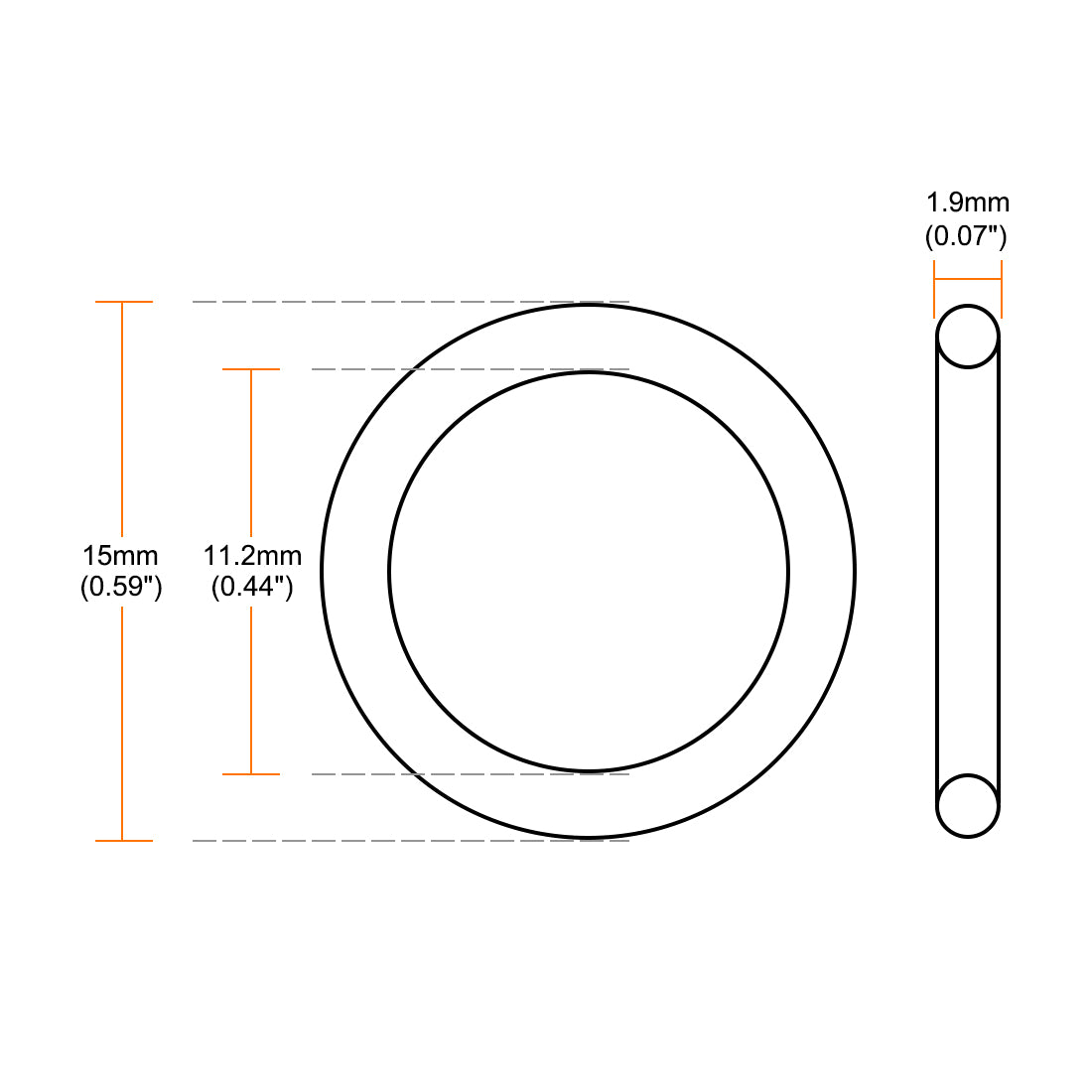 uxcell Uxcell Fluorine Rubber O Rings, 15mm OD, 11.2mm Inner Diameter, 1.9mm Width, Seal Gasket Green 20Pcs