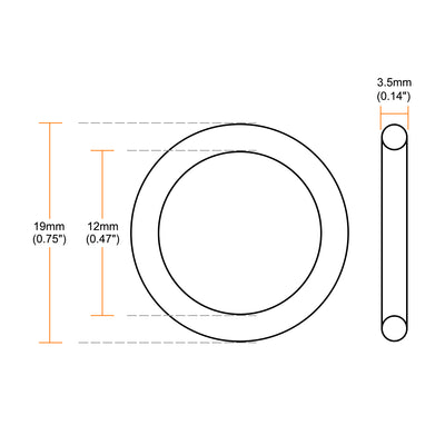 Harfington Uxcell Fluorine Rubber O Rings, 19mm OD, 12mm Inner Diameter, 3.5mm Width, Seal Gasket Green 5Pcs