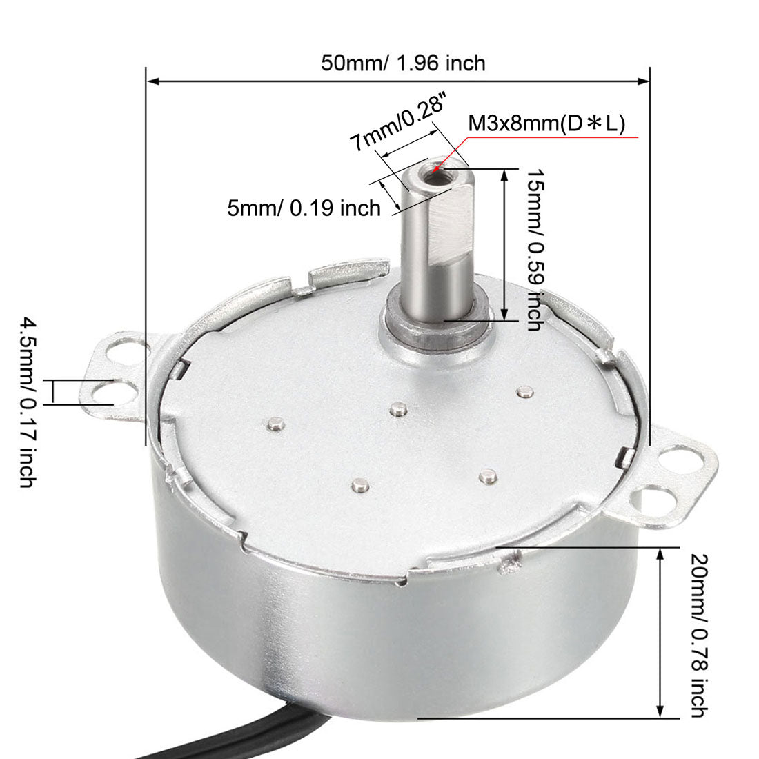 uxcell Uxcell Synchronous Motor AC 220-240V 2-2.4RMP 50-60Hz 4W Double Flat Shaft CW/CCW