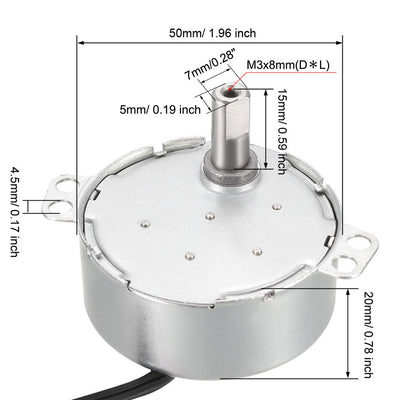 Harfington Uxcell Synchronous Motor AC 220-240V 2-2.4RMP 50-60Hz 4W Double Flat Shaft CW/CCW