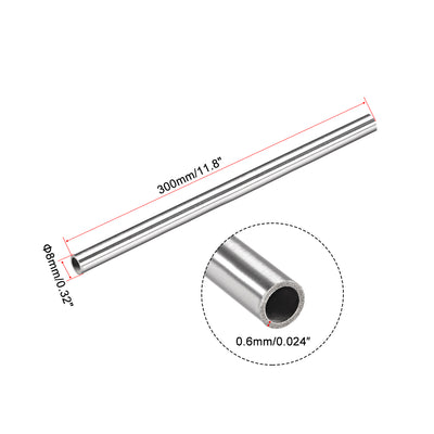 Harfington Uxcell 304 Stainless Steel Capillary Tube 6.8mm ID 8mm OD 300mm Long 0.6mm Wall