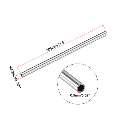 Harfington Uxcell 2Pcs 304 Stainless Steel Capillary Tube 2.2mm ID 3.2mm OD 300mm Long 0.5mm Wall