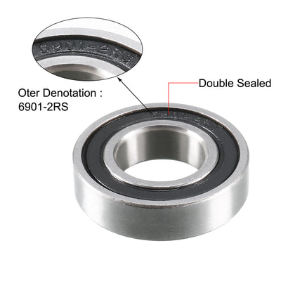 Harfington Uxcell Deep Groove Ball Bearings Metric Double Sealed High Carbon Steel Z2 Level