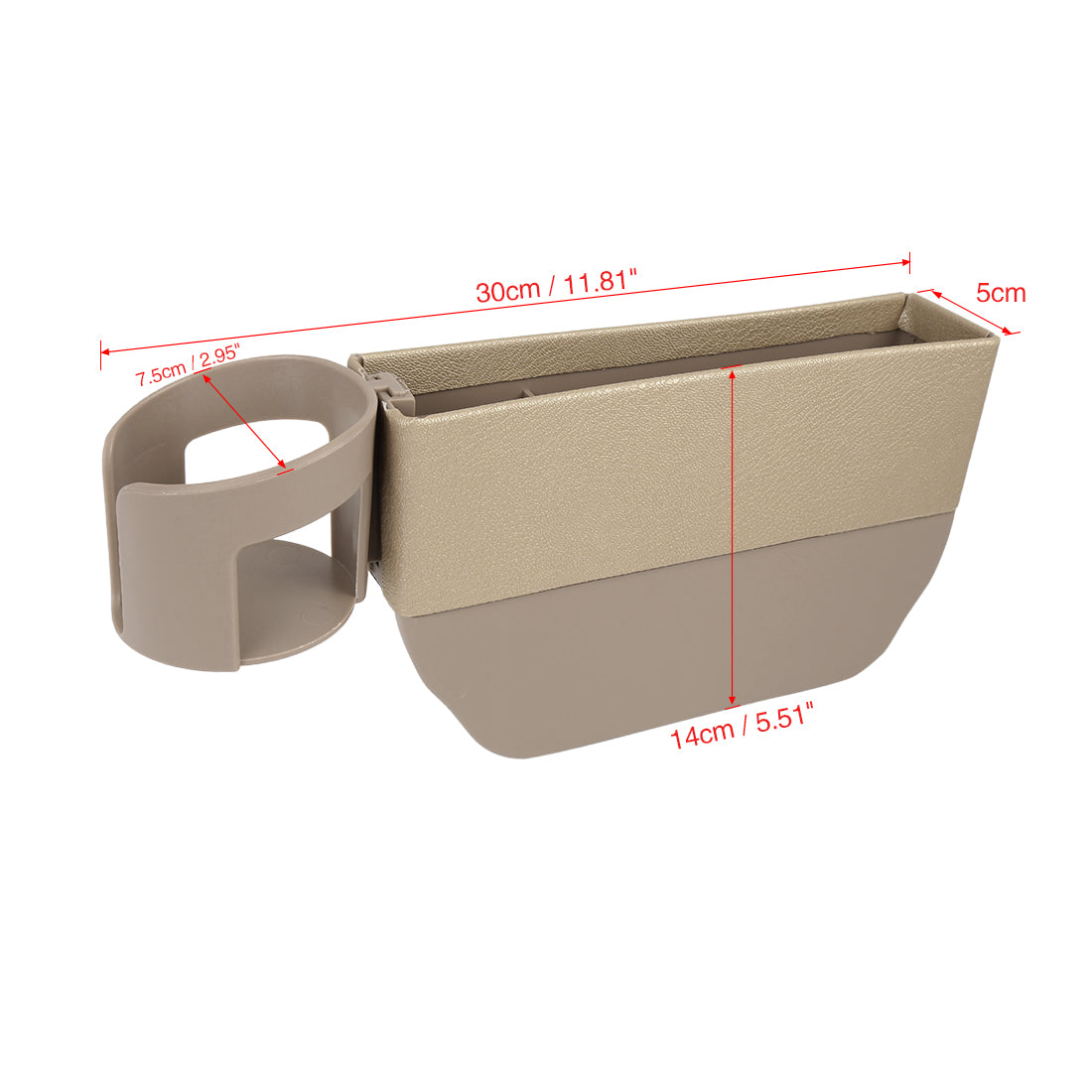 X AUTOHAUX Car Seat Crevice Storage Driver or Passenger Side Gap Box Organizer Pocket PU Leather Beige