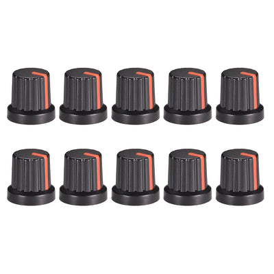 Harfington Uxcell 10Pcs 6mm Shaft Hole Knob for Speaker Effect Pedal Amplifier Black Potentiometer Knob Black Mark