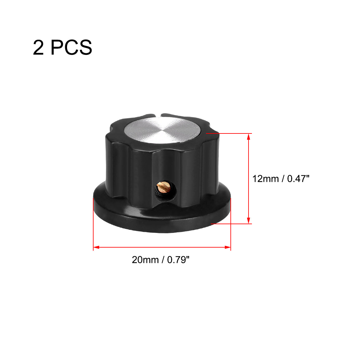 uxcell Uxcell 2pcs 6.4mm Shaft Hole Potentiometer Volume Control Rotary Knobs Effect Pedal Knobs Black