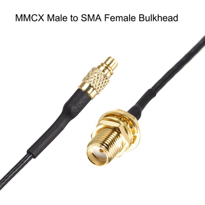 Harfington Uxcell MMCX Male to SMA Female Bulkhead RF Adapter Connector 4inch RF1.37 Extension Pigtail Cable