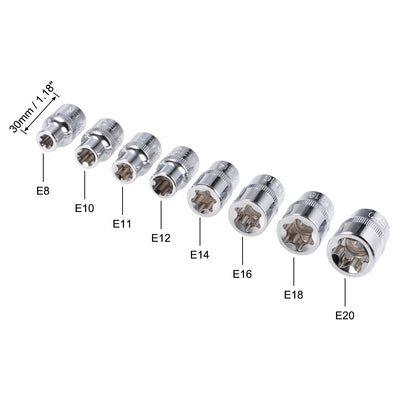 Harfington Uxcell 8Stk. 3/8-Zoll Laufwerk Externer Torx Flachsteckschlüssel Set Cr-V Stahl