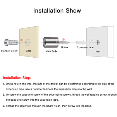 Harfington Uxcell Glass Standoff Mount Stainless Steel Wall Standoff Holder 16mm x 32mm 8 Pcs