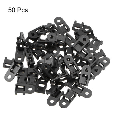 Harfington Uxcell Cable Tie Base Saddle Type Mount Wire Holder Permanently Anchor To Wall Desk 19.6x9.5x5mm Black 50pcs