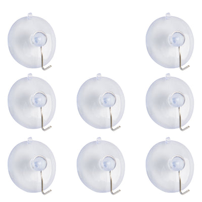 Harfington Uxcell 8pcs Suction Cup Hook 1.6" Removable Metal Hook Wall Vacuum Hooks Hangers Clear