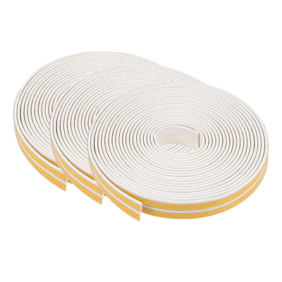 Harfington Uxcell Foam Tape Adhesive Weather Stripping 9mm Wide 2mm Thick, 5 Meters  White, 3Pcs