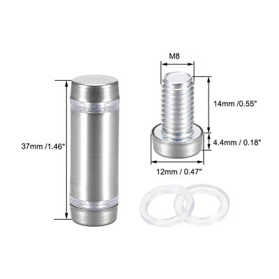 Harfington Uxcell Glass Standoff Double Head Stainless Steel Standoff Holder 12mm x 37mm 4 Pcs