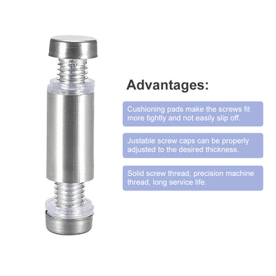 Harfington Uxcell Glass Standoff Double Head Stainless Steel Standoff Holder 12mm x 37mm 4 Pcs