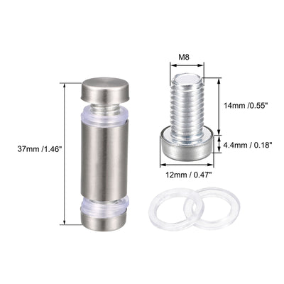 Harfington Uxcell 6Stk 1/2 Durchmesser x 1-7/16"(12x37mm) Doppelkopf Abstandsschrauben Wandhalterung Schilderhalter Acrylglasnägel