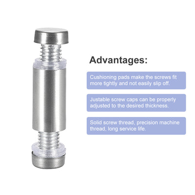 Harfington Uxcell 8 Stück Doppelkopf Abstandshalter Wandhalterung Werbung Schilderhalter 1/2 Durchmesser x 1-7/16"(12x37mm)