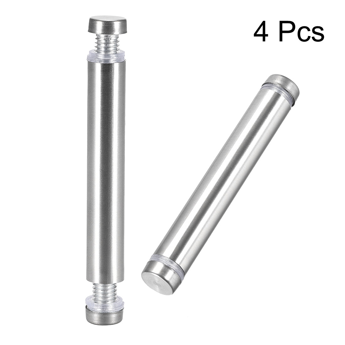 uxcell Uxcell Glass Standoff Double Head Stainless Steel Standoff Holder 12mm x 84mm 4 Pcs