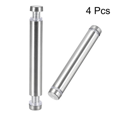 Harfington Uxcell Glass Standoff Double Head Stainless Steel Standoff Holder 12mm x 84mm 4 Pcs