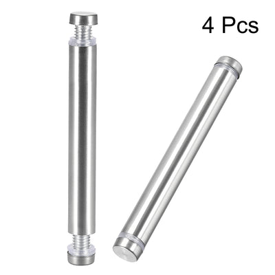 Harfington Uxcell Glass Standoff Double Head Stainless Steel Standoff Holder 12mm x 94mm 4 Pcs