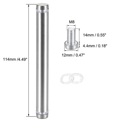 Harfington Uxcell Glass Standoff Double Head Stainless Steel Standoff Holder 12mm x 114mm 8 Pcs