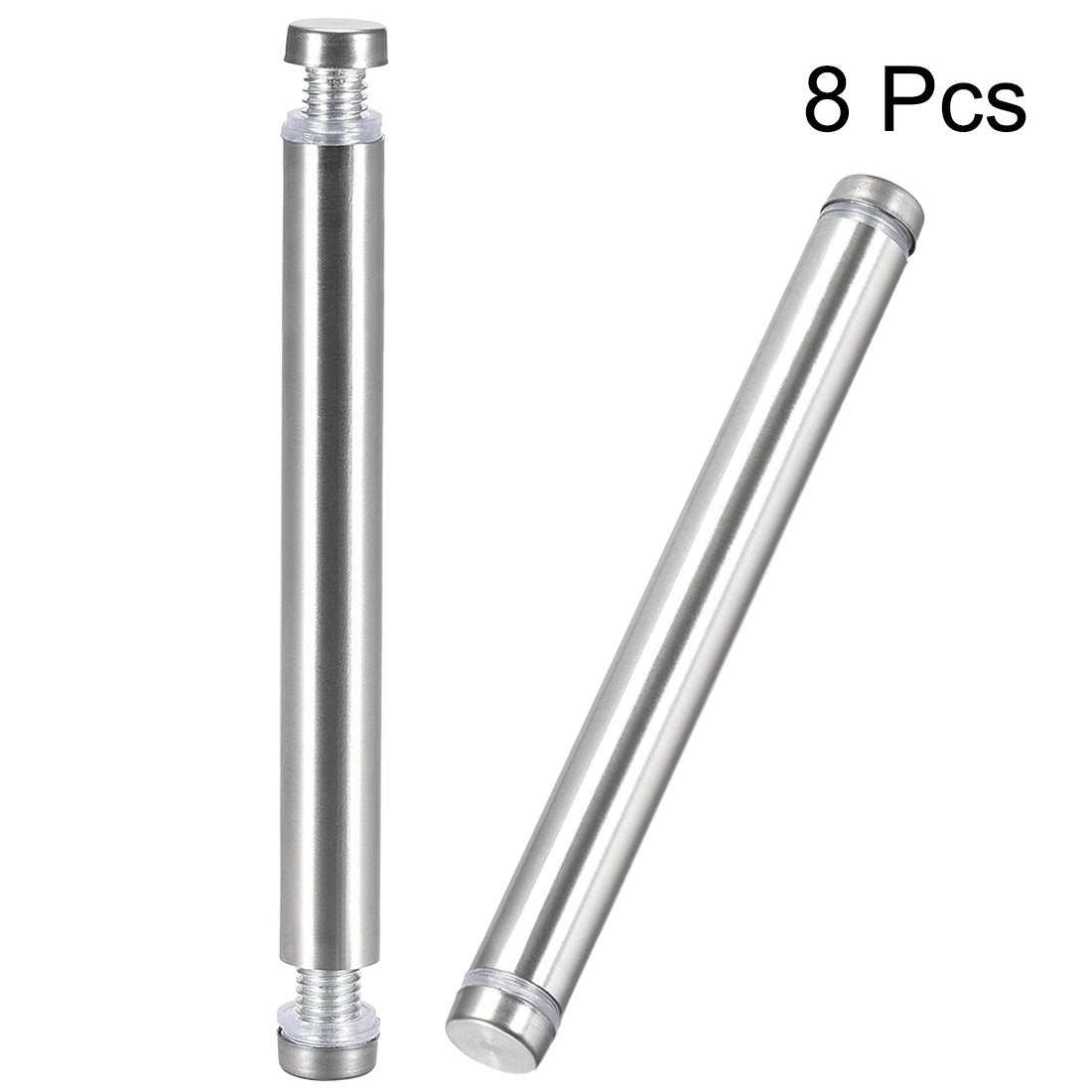 uxcell Uxcell Glass Standoff Double Head Stainless Steel Standoff Holder 12mm x 114mm 8 Pcs