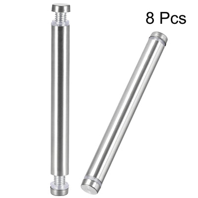 Harfington Uxcell Glass Standoff Double Head Stainless Steel Standoff Holder 12mm x 114mm 8 Pcs