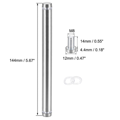 Harfington Uxcell Glass Standoff Double Head Stainless Steel Standoff Holder 12mm x 144mm 6 Pcs