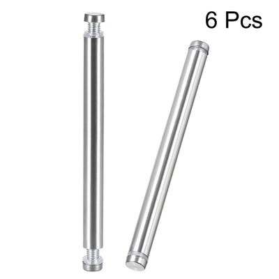 Harfington Uxcell Glass Standoff Double Head Stainless Steel Standoff Holder 12mm x 144mm 6 Pcs