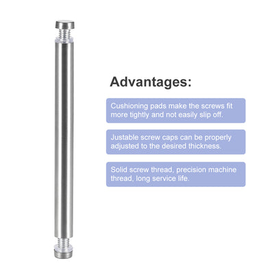 Harfington Uxcell Glass Standoff Double Head Stainless Steel Standoff Holder 12mm x 144mm 6 Pcs