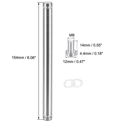 Harfington Uxcell 8 Stück Doppelkopf Abstandsschrauben Werbung Schraube Halter Acrylglasnägel 1/2 Dmr. x 6-1/16"(12x154mm)