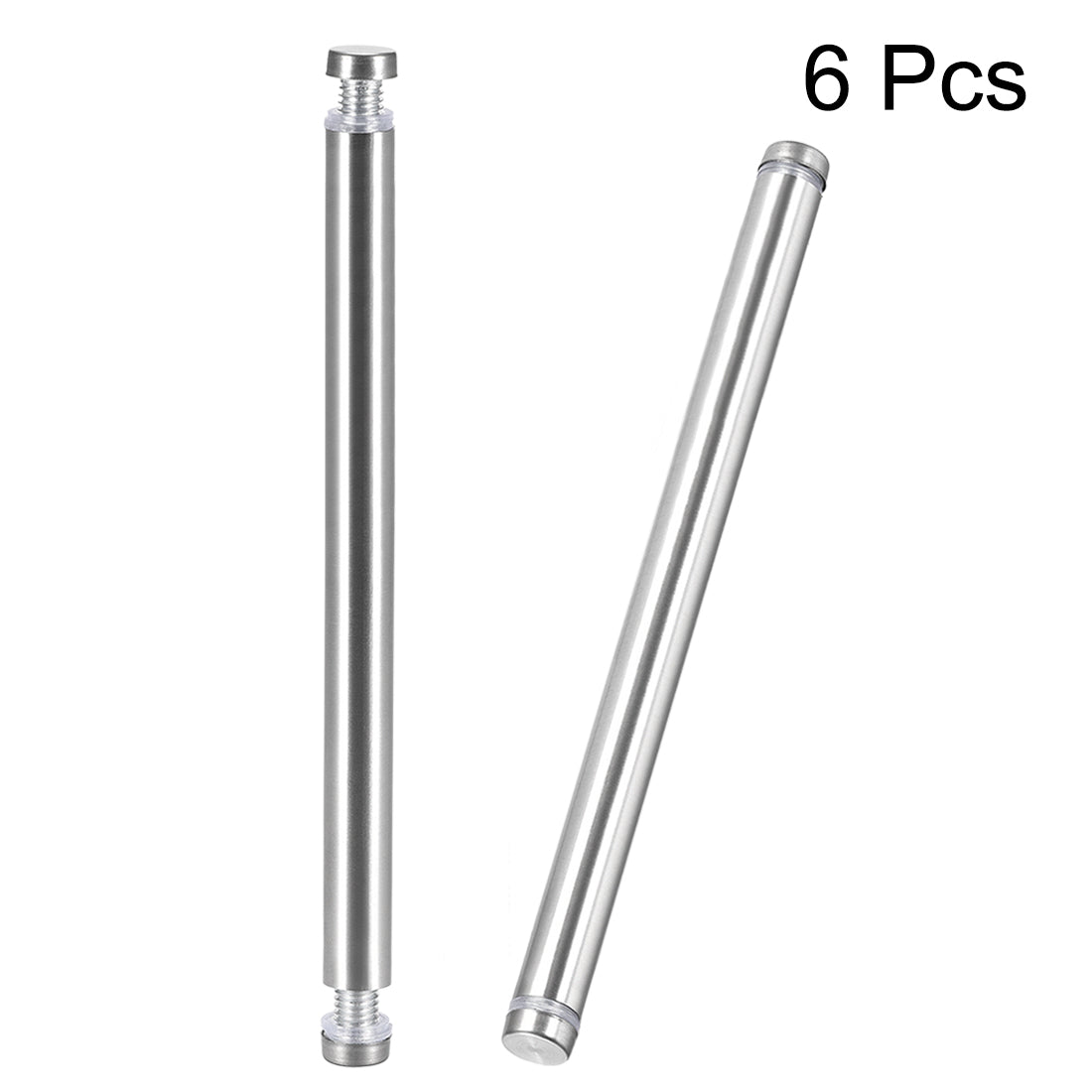 uxcell Uxcell Glass Standoff Double Head Stainless Steel Standoff Holder 12mm x 164mm 6 Pcs