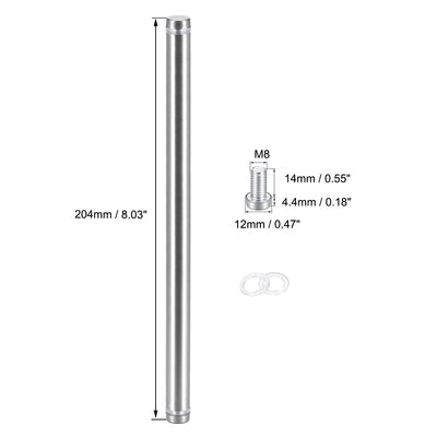 Harfington Uxcell Glass Standoff Double Head Stainless Steel Standoff Holder 12mm x 204mm 8 Pcs