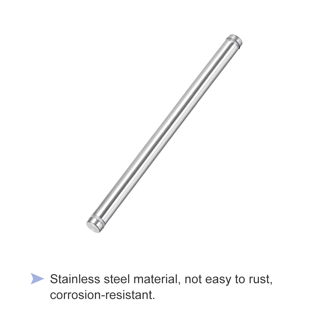 uxcell Uxcell Glass Standoff Double Head Stainless Steel Standoff Holder 12mm x 204mm 8 Pcs