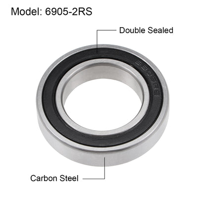 Harfington Uxcell Deep Groove Ball Bearings Metric Double Seal High Carbon Steel Z2