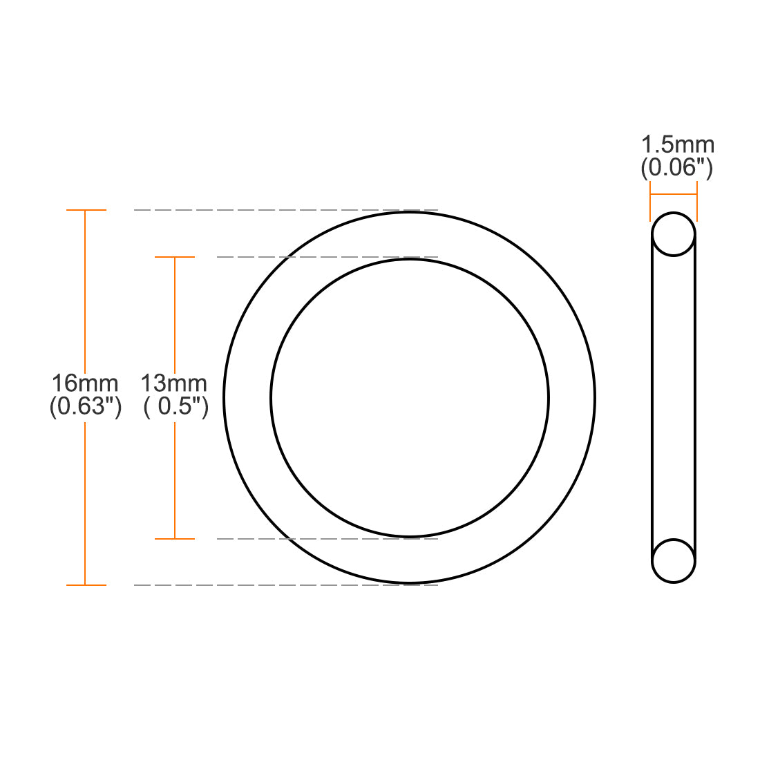 uxcell Uxcell Fluorine Rubber O Rings, 16mm OD, 13mm Inner Diameter, 1.5mm Width, Seal Gasket Green 5Pcs