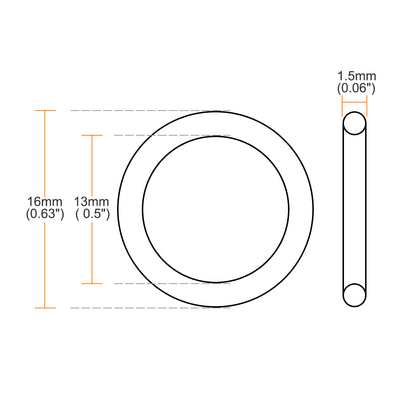 Harfington Uxcell Fluorine Rubber O Rings, 16mm OD, 13mm Inner Diameter, 1.5mm Width, Seal Gasket Green 5Pcs