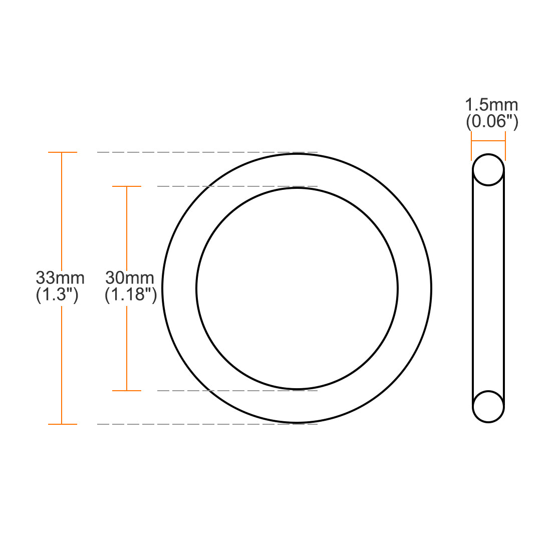 uxcell Uxcell Fluorine Rubber O Rings, 33mm OD, 30mm Inner Diameter, 1.5mm Width, Seal Gasket Green 10Pcs